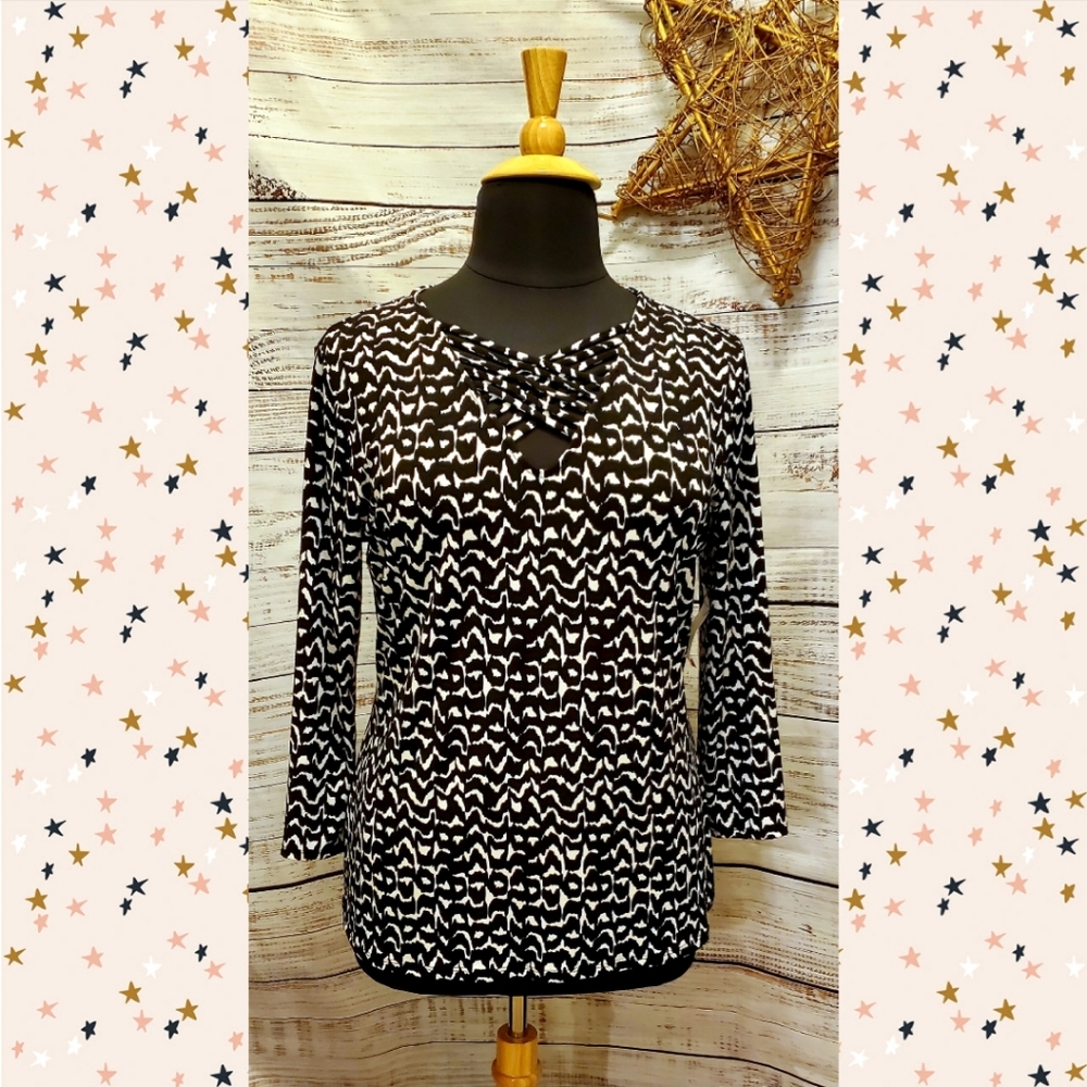 BOLD Elements Cut to Curve Black/White Electric Leopard Print Top Sz XXL NWT
